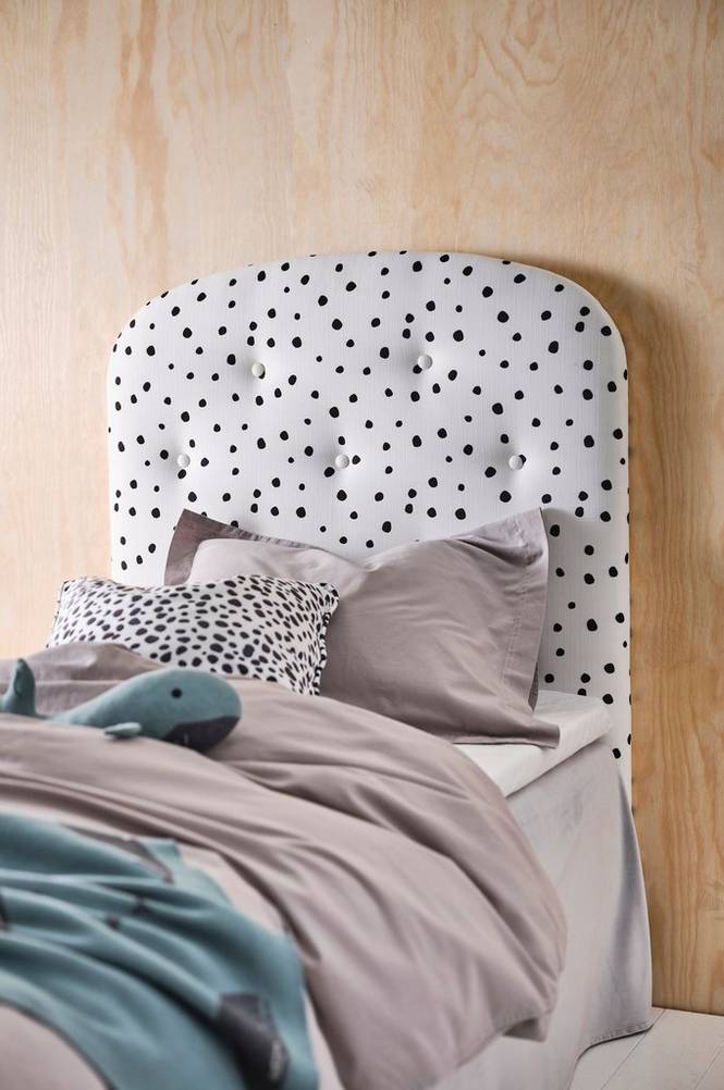 KILDA DOT sänggavel 90 cm Vit/svart