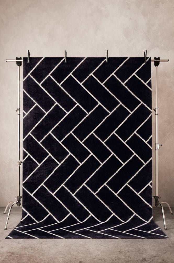 AMARILLO slätvävd matta 200x300 cm Svart/vit
