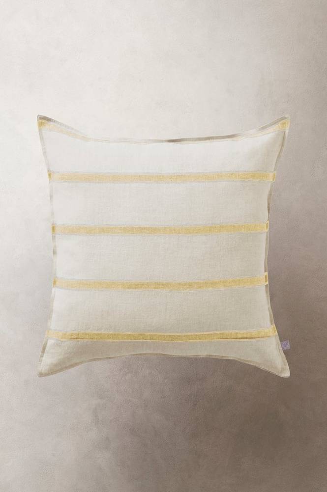 KARLA kuddfodral 60x60 cm Linnebeige/gul