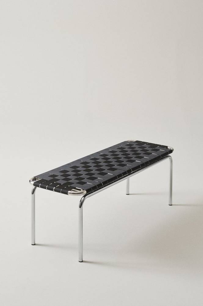 BREMEN bänk 120 cm Krom/svart