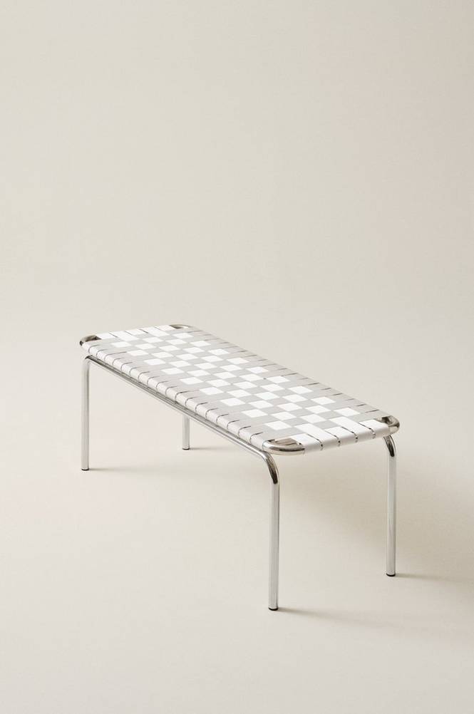 BREMEN bänk 120 cm Krom/vit