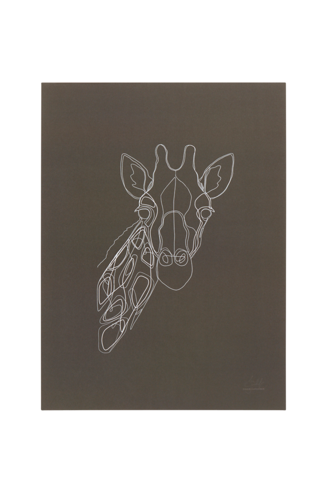 GIRAFFE PORTRAIT poster 30x40 cm Mörkbeige