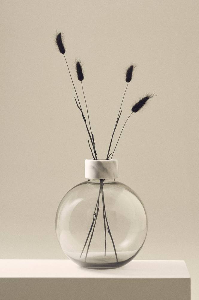 HILLEVI glasvas - höjd 28,5 cm Grå