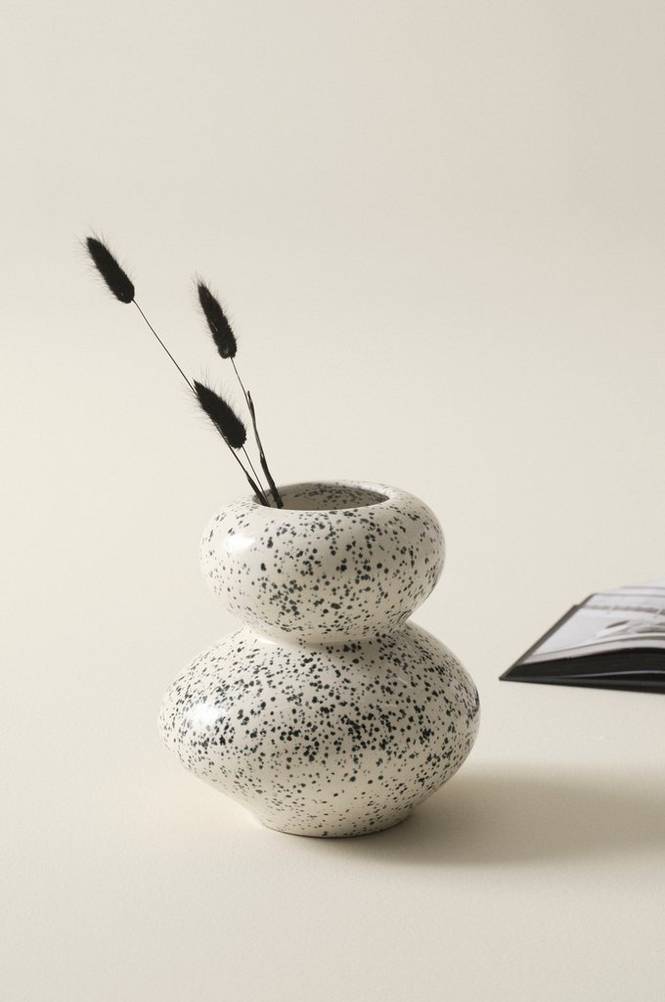 STONE vas - höjd 24,5 cm Vit/svart