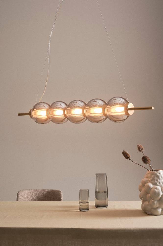 ON A ROLL taklampa Mässingsfärgad/Rökfärgat glas
