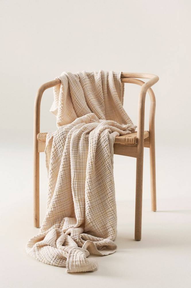 RUTHY pläd 140x200 cm Beige/blå