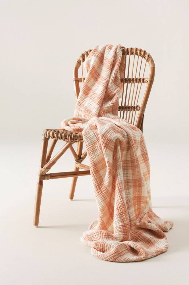 RUTHY pläd 140x200 cm Orange/beige