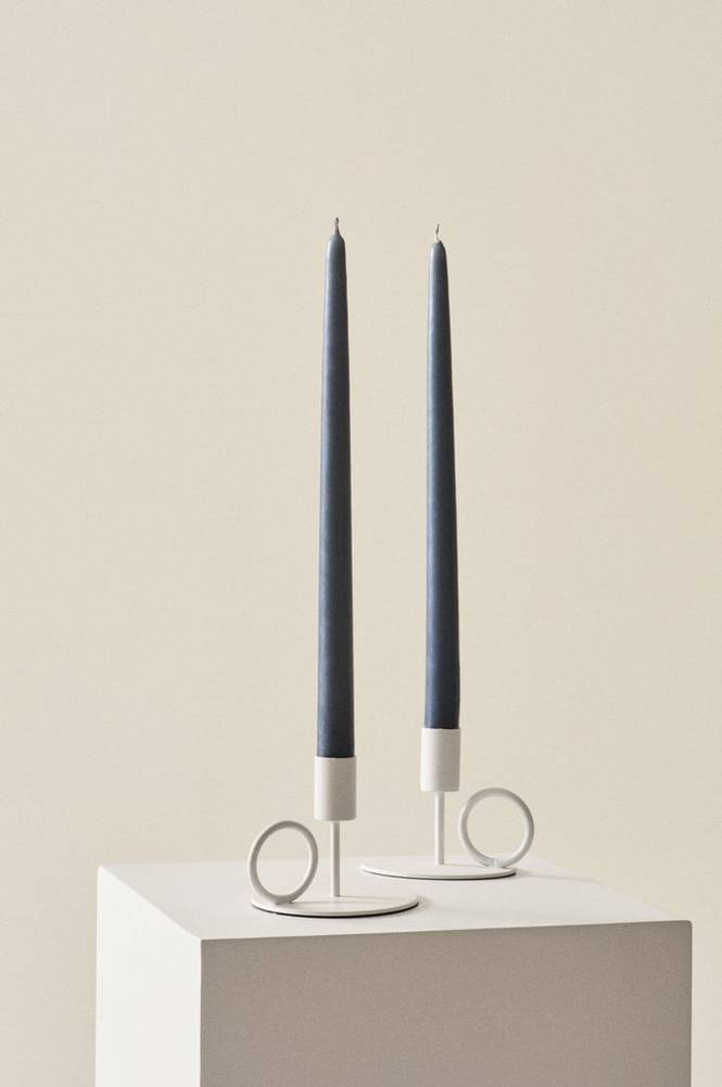 VICKAN MATT antikljus 2-pack - höjd 35 cm Gråblå