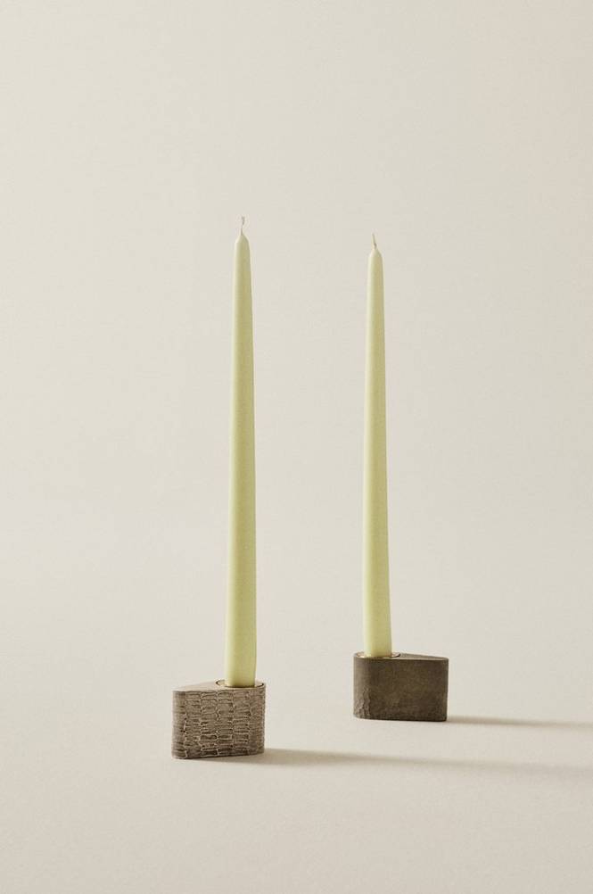 VICKAN MATT antikljus 2-pack - höjd 35 cm Ananasgul