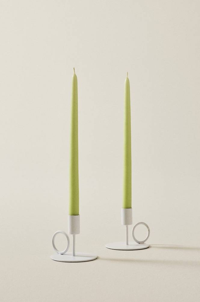 VICKAN MATT antikljus 2-pack - höjd 35 cm Vårgrön