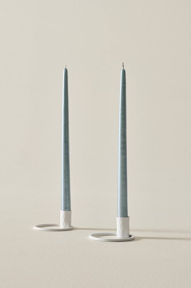 VICKAN PEARL antikljus 2-pack - höjd 35 cm Eucalyptusgrön