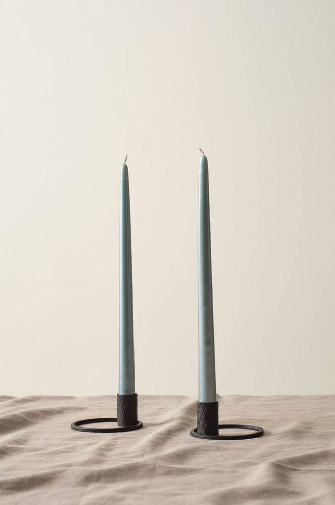VICKAN PEARL antikljus 2-pack - höjd 35 cm Duvblå