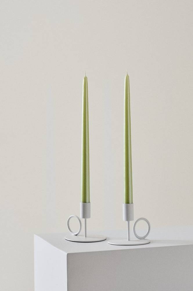 VICKAN PEARL antikljus 2-pack - höjd 35 cm Vårgrön