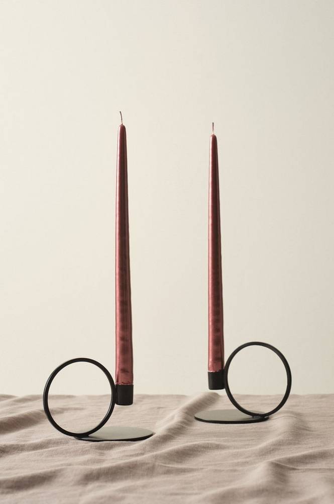 VICKAN METALLIC antikljus 2-pack - höjd 35 cm Gammalrosa