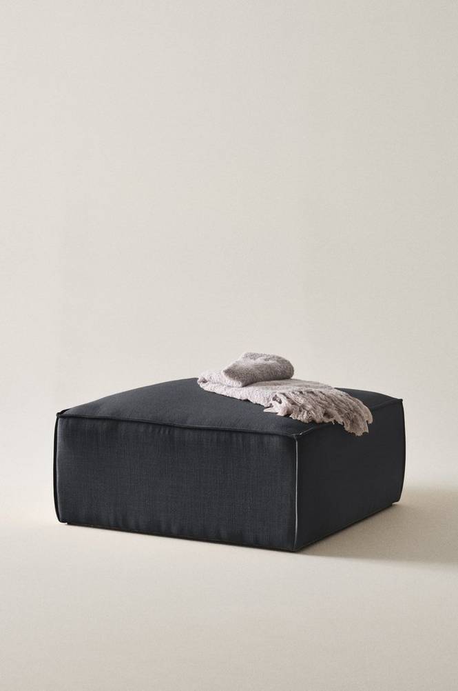BALTIMORE soffmodul - sittpuff 90x90 cm Kolgrå