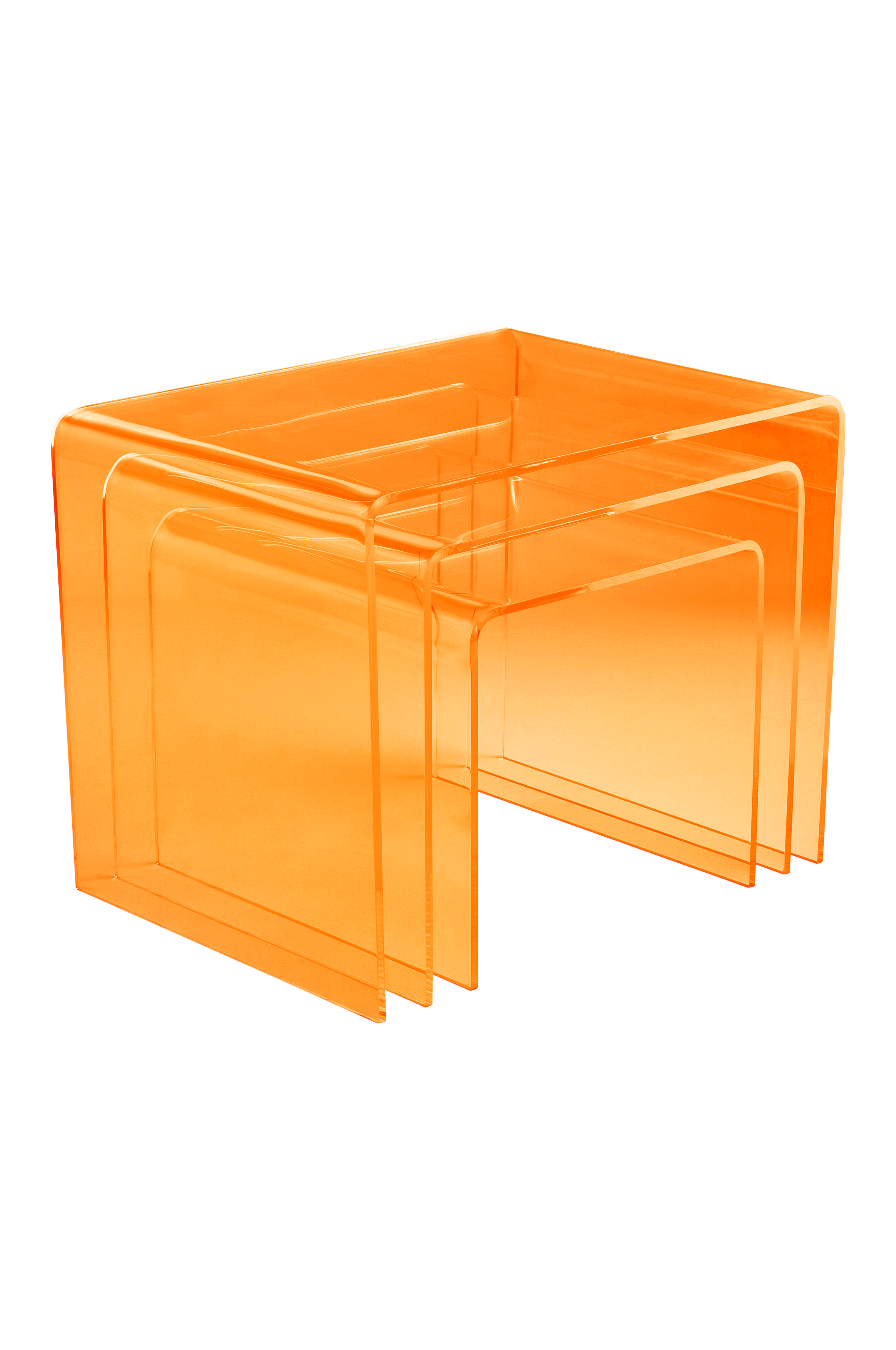 2x Plexiglas getönt Beistelltisch, Couchtisch Acryl orange-b