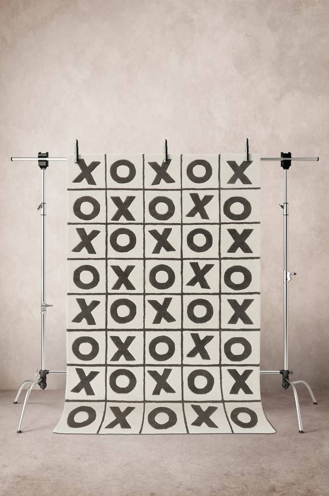 OXXO bomullsmatta 160x230 cm - ekologisk Naturvit/svart