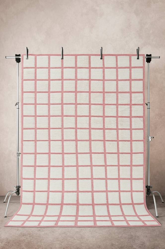 BERKEL ullmatta 200x300 cm Rosa/naturvit