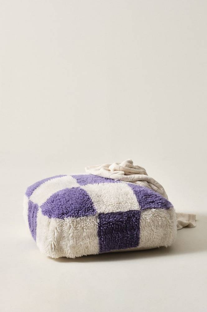 CHESS sittpuff 80x80 cm Lila/vit