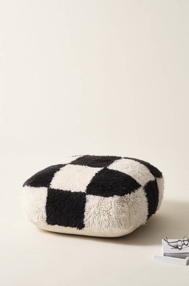 CHESS sittpuff 80x80 cm Svart/vit
