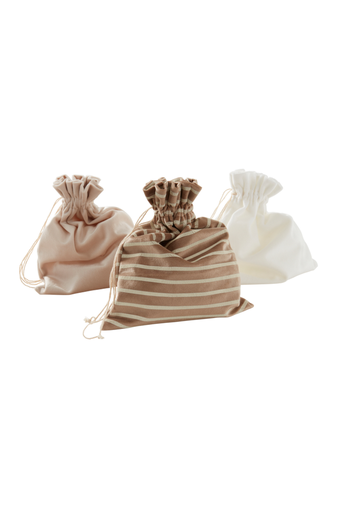 GIFTIE STRIPE SET presentpåse 3-pack Naturvit
