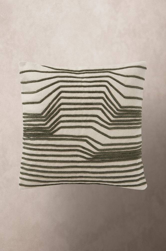 ZOLA kuddfodral 50x50 cm Naturvit/grön