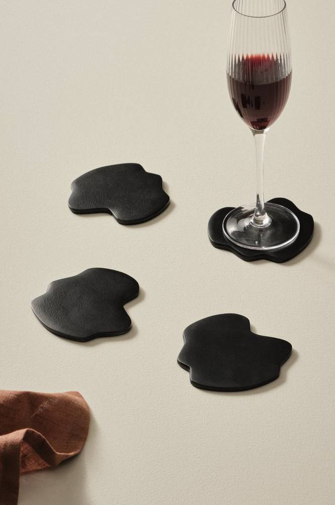 MICAH glasunderlägg 4-pack Svart