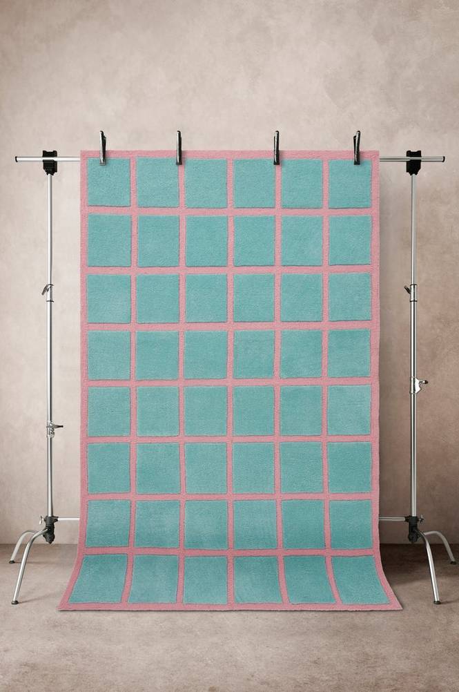 RAVELLO luggmatta 170x240 cm Turkos/rosa
