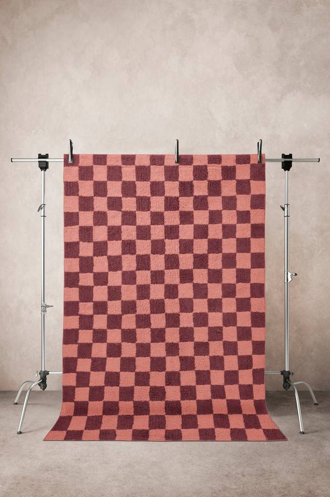META bomullsmatta 170x240 cm - ekologisk Vinröd/rosa