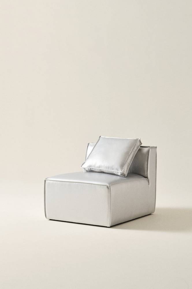 BALTIMORE soffmodul - liten med rygg + 1 kudde Silver