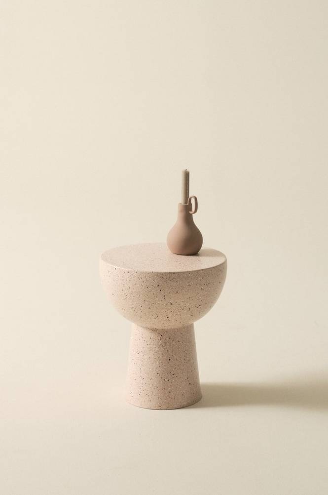 BALIS sidobord ø 35 cm Beige terrazzo