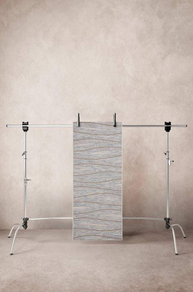 RIMINI slätvävd matta 80x150 cm Beige/blå