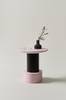 FRESNO sidebord, diameter 50 cm Svart/rosa