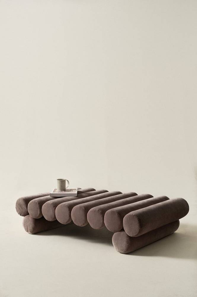 SIMONETTA sittpuff 77x122 cm Varm gråbrun