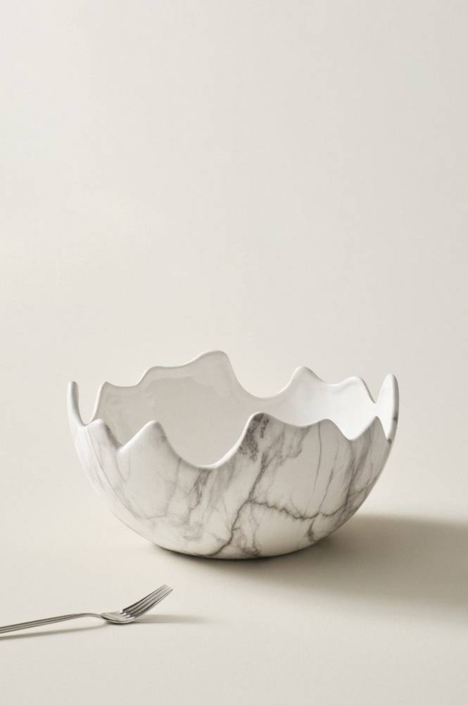 MARBLE skål ø 30 cm Vit/svart