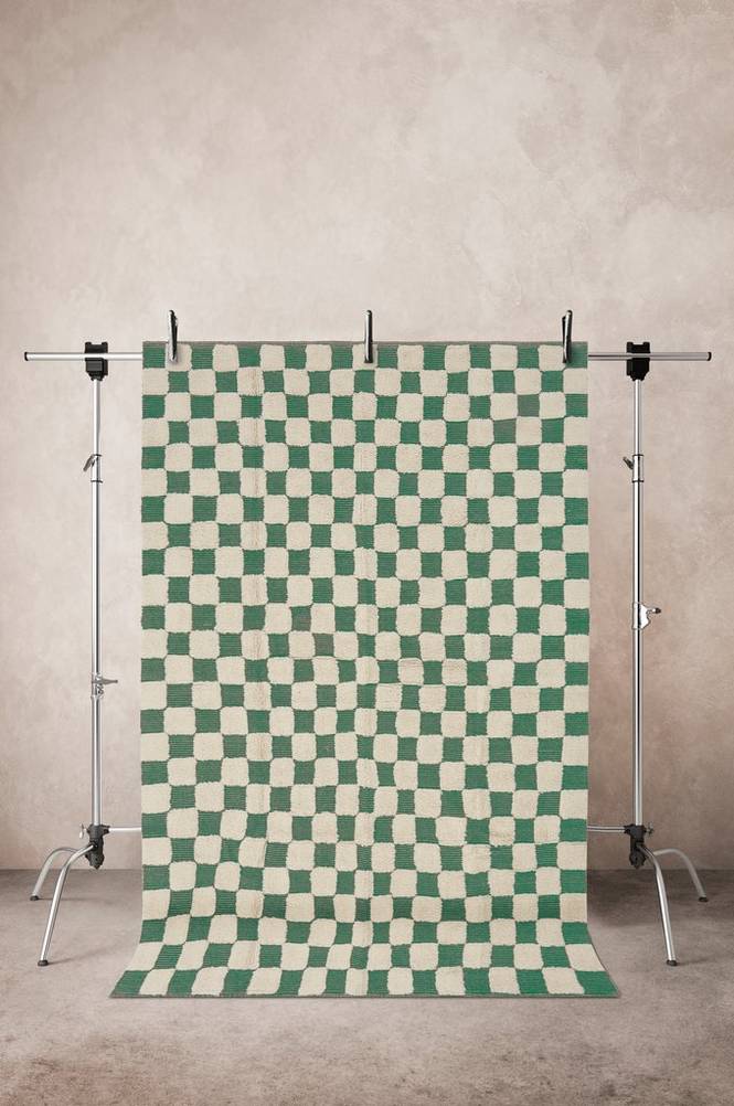 PENTON bomullsmatta 170x240 cm Grön/naturvit