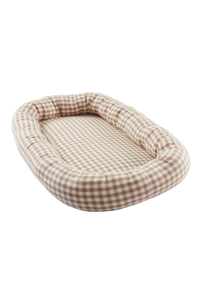 VERMONT babynest - ekologisk Brun/vit rutig
