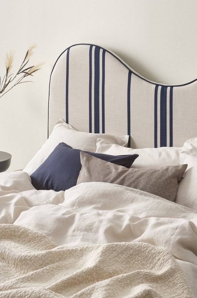 STRÅHOLMEN sänggavel 160 cm Beige/Blå
