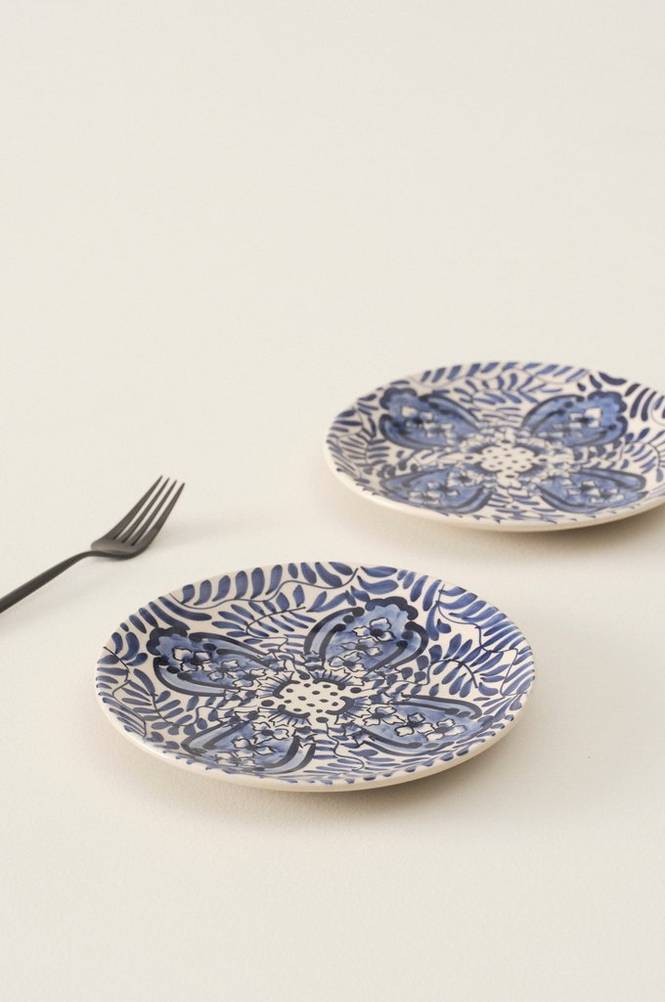 NOMI assiett 2-pack ø 18 cm Blå/vit