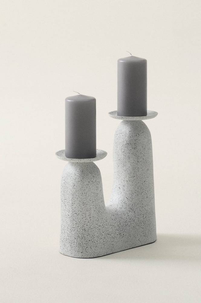 BUILDER ljusstake Vit/prickig
