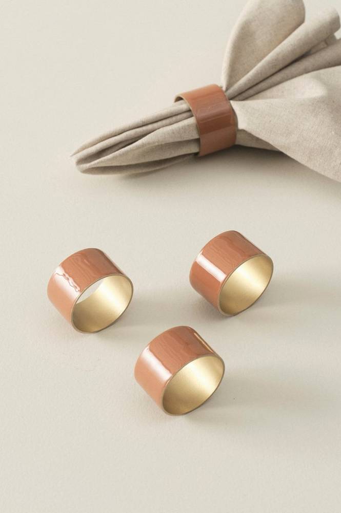 CIERRA servettring 4-pack Brun/guld