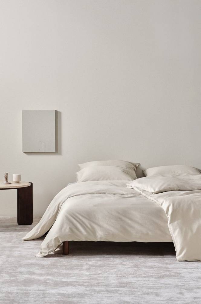 ZACK SATIN påslakanset enkelsäng - ekologisk Beige