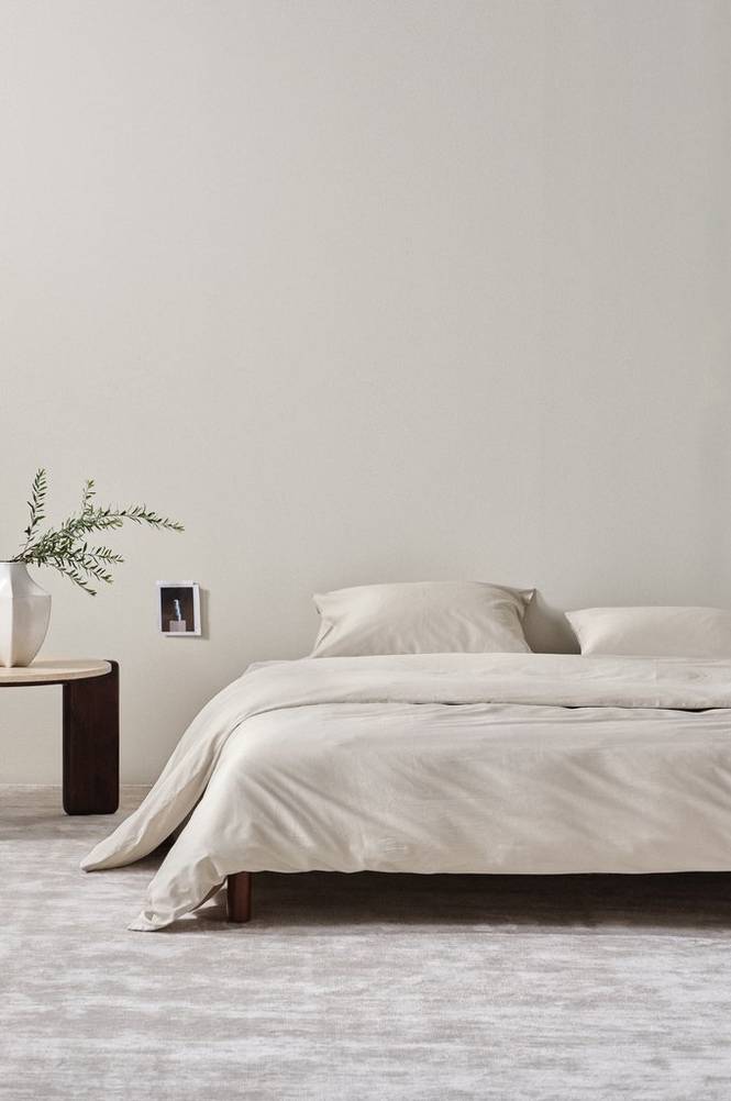 ZACK SATIN påslakanset dubbelsäng - ekologisk Beige