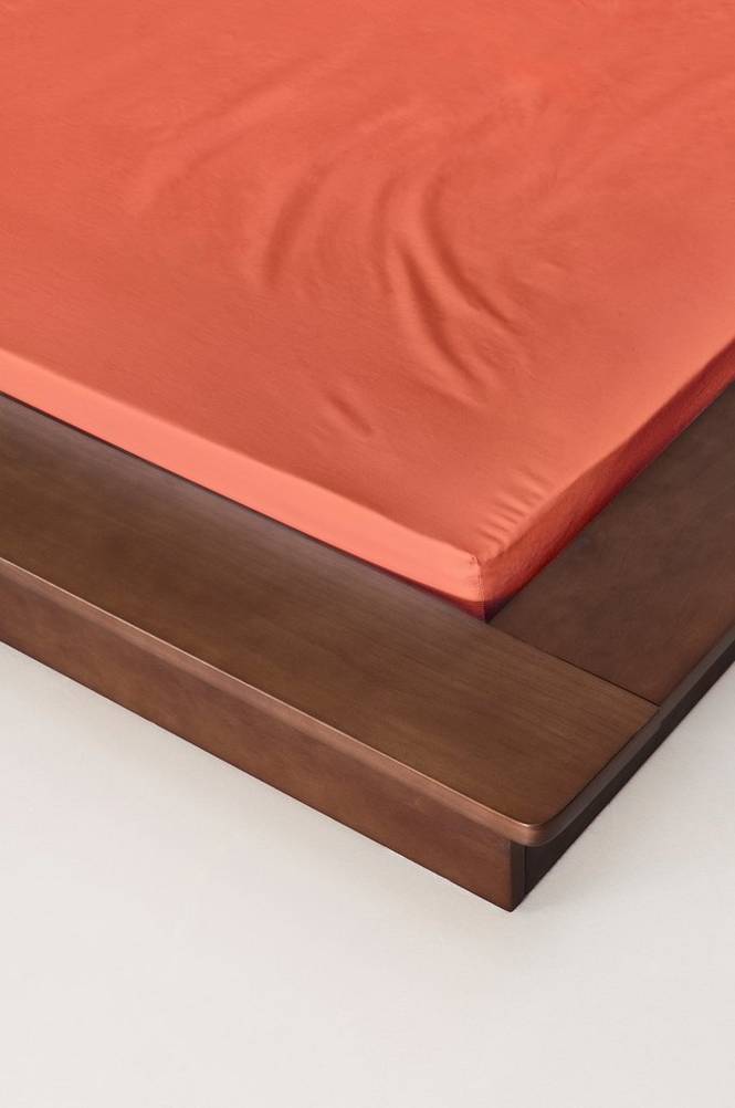 ZACK SATIN dra-på-lakan - ekologisk Orange