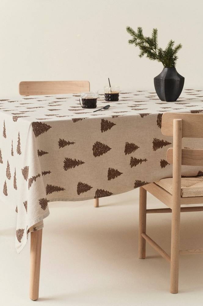 TREES duk Brun/linnebeige