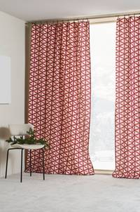 VALERIA multifunktionsgardin 2-pack Röd/beige