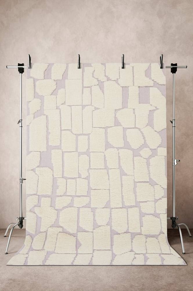 KERRY ull- och bomullsmatta 200x300 cm Lila/Naturvit