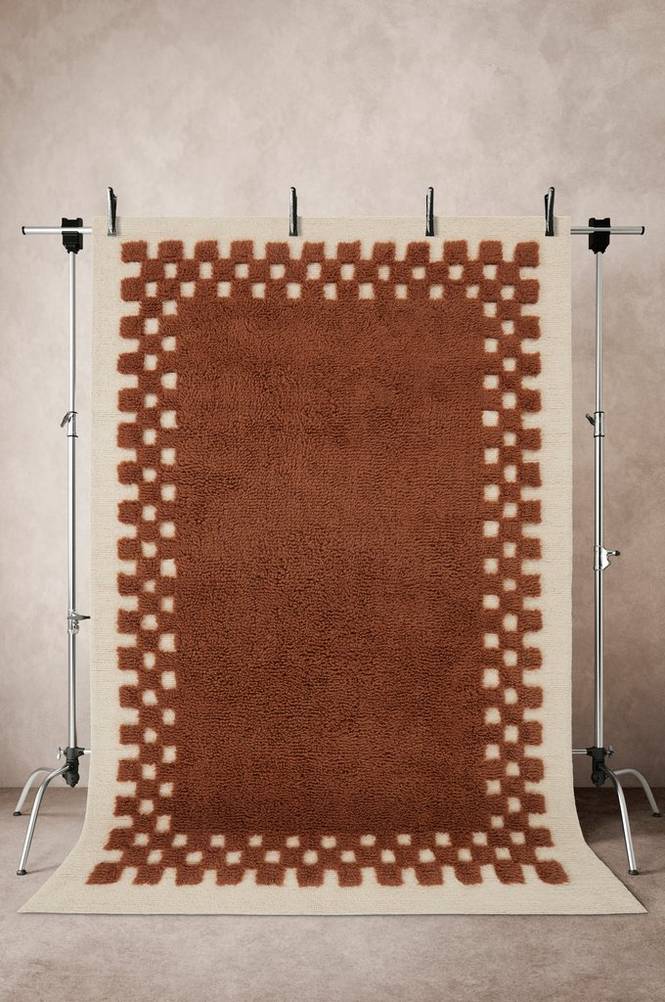 RAVA ullmatta 200x300 cm Brun/Naturvit