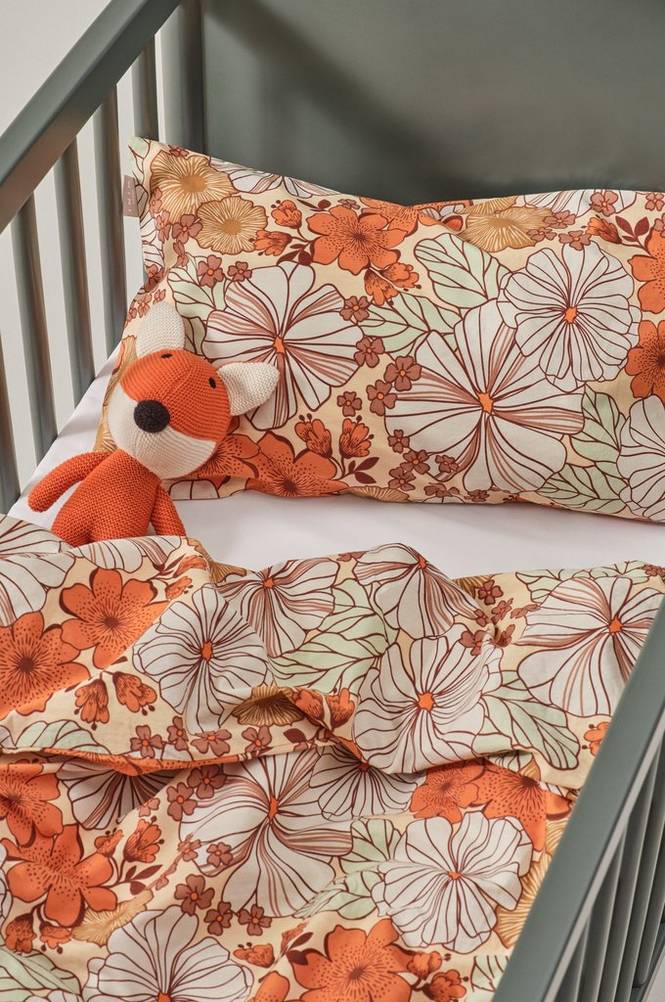 FIORI MINI påslakanset spjälsäng Orange/multi