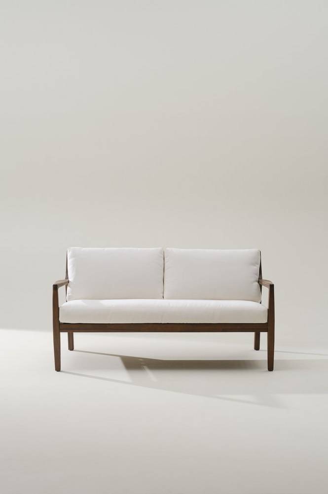 LUCEA 2-sitssoffa Teak/Naturvit